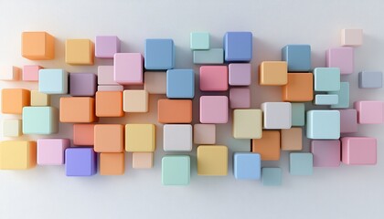 Aufkleber - Pastel Colored Cubes Abstract Background
