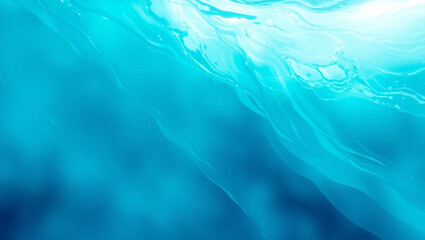 Poster - Abstract turquoise water surface with light reflections and flowing wave like patterns visible created with generated ai
