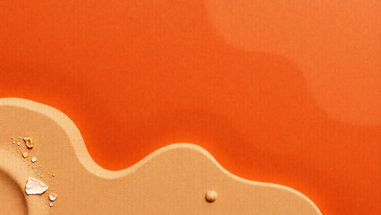 Poster - Abstract orange background with tan sand like texture and small water droplets on the left side created with generated ai