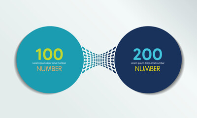 Fototapete - 2 elements scheme, diagram. Two connected circles. Infographic template.