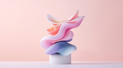 Aufkleber - Pastel Pink Purple Blue 3D Extruded Shapes on Glossy Surface
