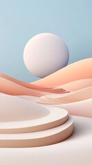Aufkleber - Pastel Sand Landscape with Floating Sphere