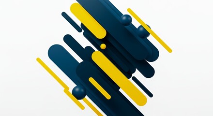 Poster - A colorful abstract design with yellow and blue stripes and black