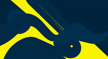 Aufkleber - A blue and yellow abstract painting with a yellow circle in the middle