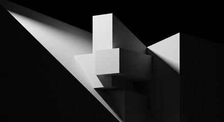 Poster - A black and white photo of a building with a white roof