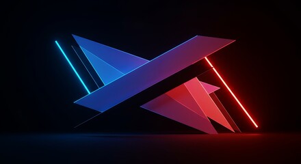 Poster - A colorful abstract design with red, blue, and purple lines