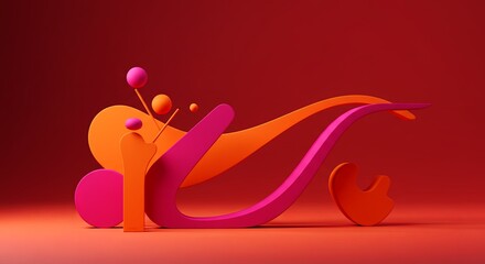 Aufkleber - A colorful abstract design with pink and orange shapes
