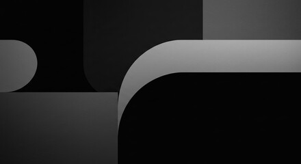 Poster - A black and white image with a gray background and black shapes