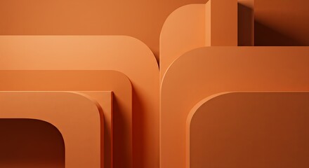 Poster - The orange background is made up of many different shapes