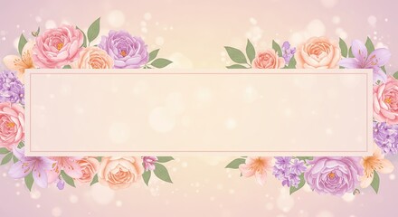 Aufkleber - A pink and purple floral banner with a white background