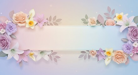 Aufkleber - A colorful floral banner with a white background