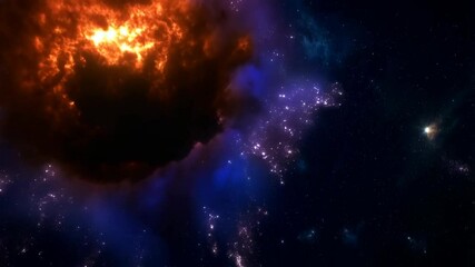 Wall Mural - Vibrant supernova explosion with plasma plumes in deep outer space showing expansion and cosmic destruction events with starry background