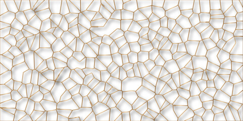 Poster - beautiful white and gold crystallized polygon background. abstract light colorful stone tile pattern
