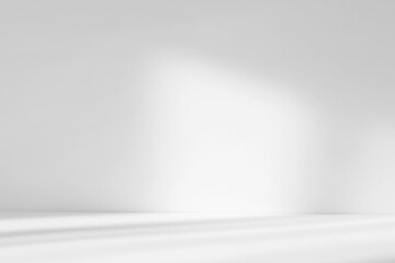 Fototapete - Abstract white studio background with shadows of window. Empty 3d gray room with copy space. Display product with blurred backdrop.