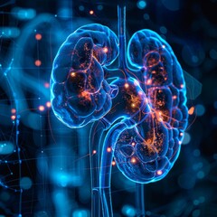 Poster - This image depicts a medical visualization featuring the kidneys