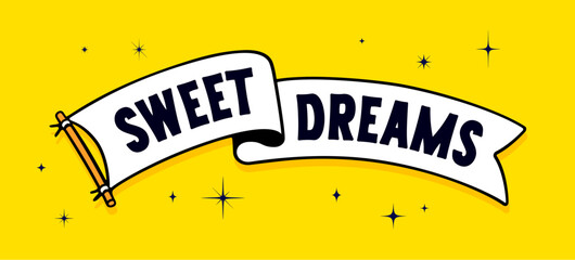 Canvas Print - sweet dreams. flag ribbon template. vintage ribbon flag, text sweet dreams. graphic retro flag, ribb