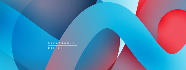 Leinwandbilder - Abstract fluid shapes overlap. Blue, red hues create dynamic composition. Modern design element for backgrounds.