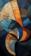 Poster - digital technology blue orange lines illustration poster background