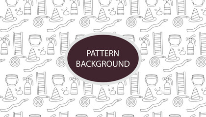 Line art hydrant, fire fighter element doodles. Vector baby illustration in scandinavian simple hand-drawn style. The limited palette is ideal for printing on kids clothes, digital paper. pattern