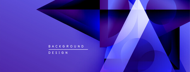 Poster - Abstract geometric shapes, vibrant purple hues, modern design. Minimalist composition creates dynamic visual impact. Background element.