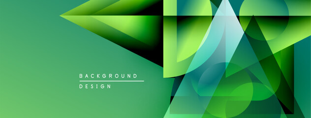 Poster - Abstract green design. Geometric shapes overlap, creating dynamic visual effect. Modern background suitable for presentations, branding.