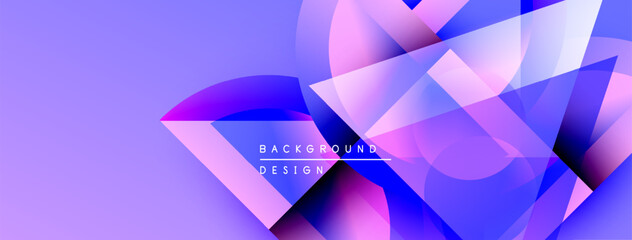 Poster - Abstract purple, blue design. Overlapping shapes create dynamic visual effect. Modern background with text elements present.