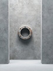 Aufkleber - Brutalist Cybersecurity Concept Industrial Porthole Integration in Minimalist Concrete Architecture - Future-Proofing Data Protection Strategies