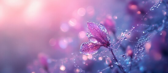 Poster - Dew-kissed flower petals in soft pink and purple hues, dreamy bokeh background.