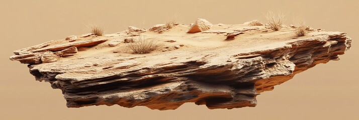 Poster - Desert rock formation isolated on beige background.