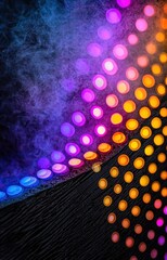 Wall Mural - Abstract multicolored light pattern with glowing dots on a dark background 