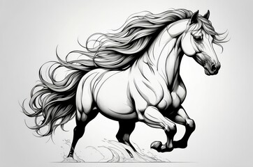 Naklejka na meble Powerful horse in motion, flowing mane and tail, dynamic pose