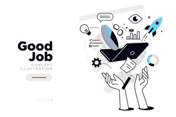 Fototapete - Good job. Vector illustration for website page design, web banner, social media banner, business presentation, marketing material.