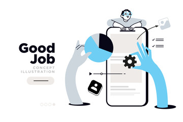 Fototapete - Good job. Vector illustration for website page design, web banner, social media banner, business presentation, marketing material.