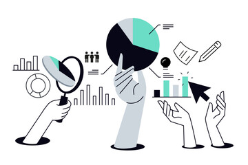 Fototapete - Data analytics. Vector illustration for web banner, social media banner, business presentation, marketing material.