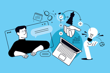 Fototapete - Online business. Vector illustration for web banner, social media banner, business presentation, marketing material.