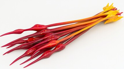 Aufkleber - A vibrant bunch of red and yellow glass stems, artistically arranged on a white background.