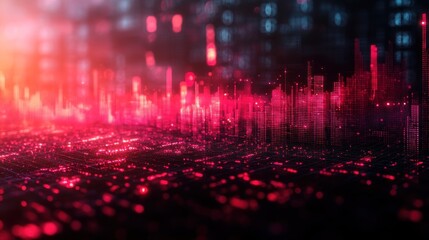 Poster - Cyberpunk Cityscape: Digital Metropolis at Night