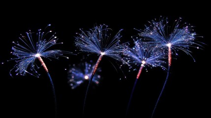 Wall Mural - glow sparkles. bright sparkles and glowing effects on a cosmic black background