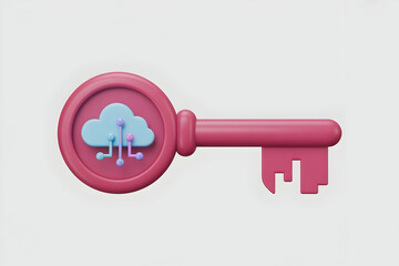 Poster - Pink 3D Key to Cloud Computing Network Access