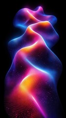 Poster - Abstract Neon Wave Digital Art: Vibrant Hues and Glowing Particles