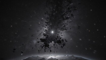 Wall Mural - dazzling star cluster, inky black canvas celestial panorama , interstellar, sparkling, cosmoscape