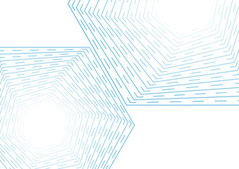 Fototapete - Bright blue hexagonal dotted lines tech abstract background. Vector minimal geometric design