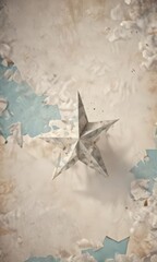 Wall Mural - torn paper, geometric star & cloud pattern, retro style , shapes, white