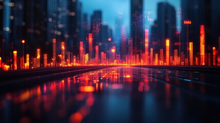 Poster - Cyberpunk Cityscape: Neon Lights and Digital Skyline