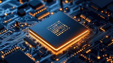Poster - Quantum computing interface with layered data flow animations and algorithms