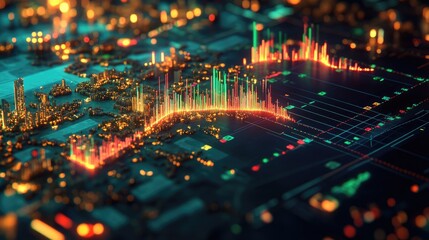 Poster - Real-time streaming data chart overlaying a dark D network grid