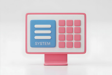 Aufkleber - Pink and Blue 3D Render of a System Control Panel