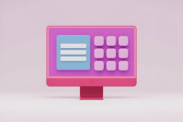 Poster - Pink Computer Screen Displaying User Interface Elements