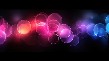Poster - Abstract Glowing Circles Background: Pink, Purple, and Blue Neon Lights