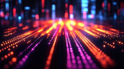 Poster - Digital Cityscape: A Futuristic Neon Lightscape